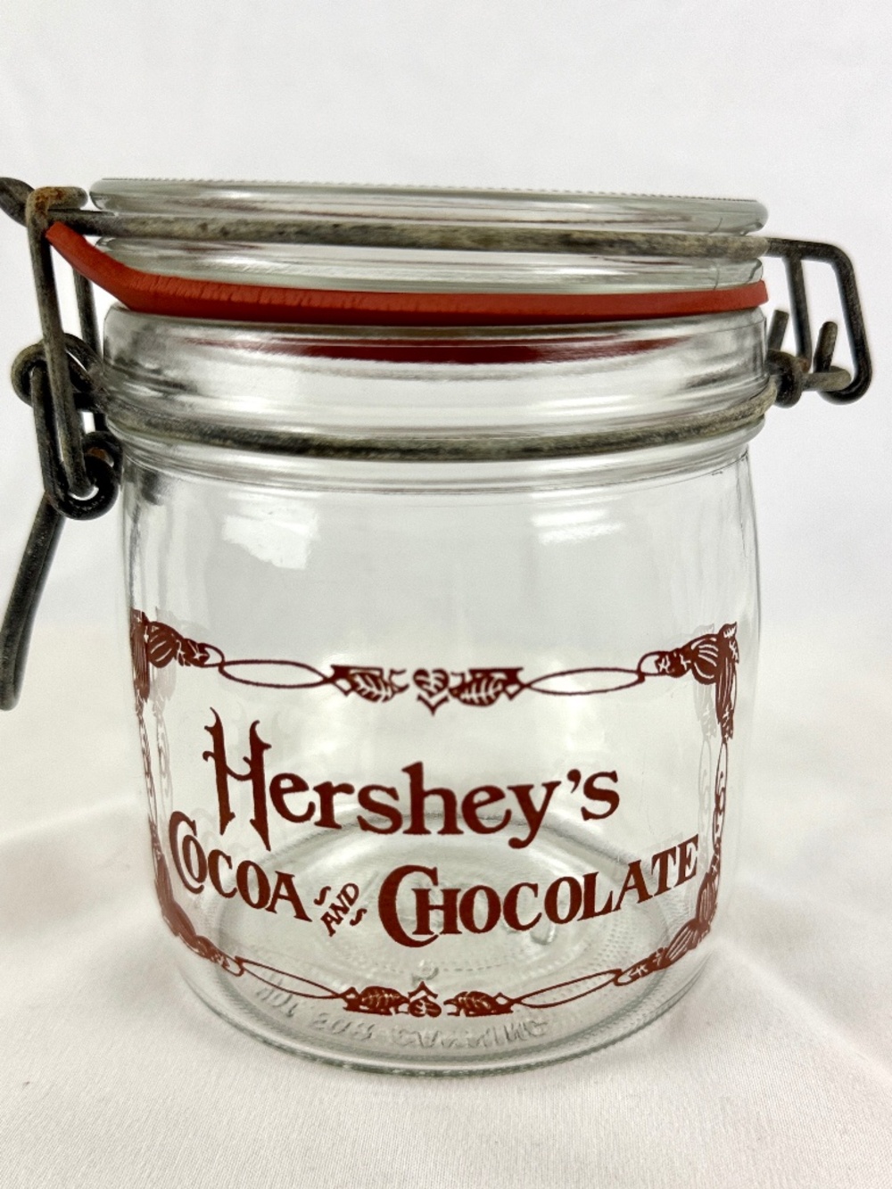 Vintage 1970s Wheaton Hersheys Coca and Chocolate Jar Bail Lid Half Liter